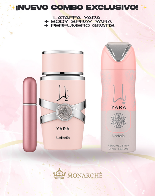 ✨Combo Yara ✨ Perfume Lataffa Yara + Body Spray Yara + Perfumero Gratis 🎁