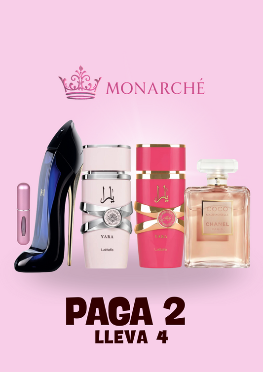 Paga 2 Lleva 4+Perfumero(Yara,Yara Candy, Good Girl,Coco Chanel)